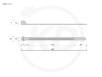 T & B - KB mit Stahlzunge aus Polypropylen, 4,8 x 186 mm, schwarz, 1000 Stck