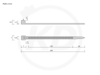 4,8 x 200 mm Kabelbinder, wiederlsbar, natur 100 Stck