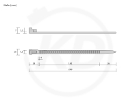 7,5 x 200 mm Kabelbinder, wiederlsbar, natur 100 Stck