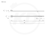 3.6 x 300 mm Kabelbinder mit Stopper, schwarz, 100 Stck