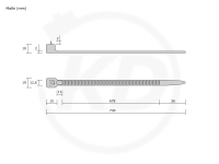 12,6 x 730 mm Kabelbinder, wiederlsbar, natur 100 Stck