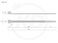 7.8 x 750 mm Kabelbinder, wei, 100 Stck