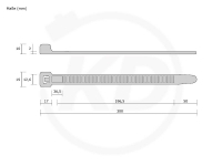 12.6 x 290 mm Kabelbinder, natur, 100 Stck