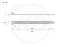 9.0 x 780 mm Kabelbinder, natur, 100 Stck