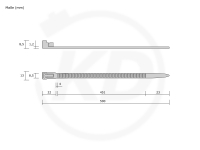 8,5 x 500 mm Kabelbinder, wiederlsbar, schwarz 100 Stck