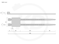 4.8 x 300 mm Kabelbinder mit Beschriftungsfeld, Doppellasche, 100 Stck