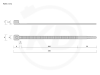 6.5 x 350 mm Kabelbinder, natur, 100 Stck