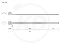 7.8 x 365 mm Kabelbinder, beige, 100 Stck