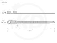 7.8 x 380 mm Kabelbinder mit Befestigungsse, natur, 100 Stck