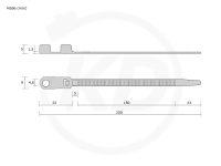 4.8 x 200 mm Kabelbinder mit Befestigungsse, natur, 100 Stck